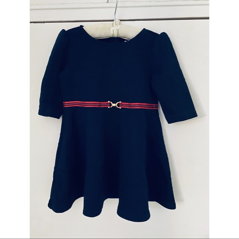J&J Navy Blue Grosgrain Horsebit Ribbon Dress